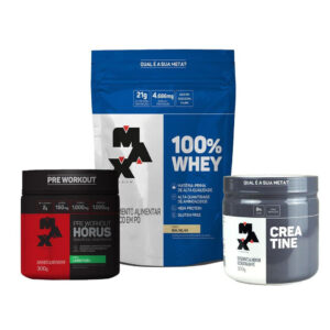 Kit 100% Whey Refil 900g + Pré-Treino Hórus + Creatina Monohidratada 300g